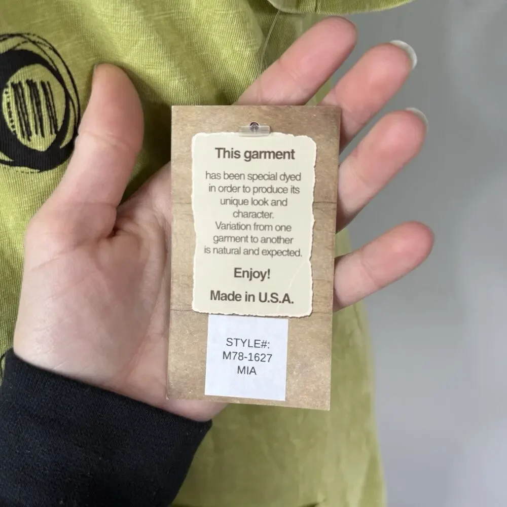 Jess & Jane Green Abstract Floral Cotton Dress Pockets Size Small USA Boho Artsy - Picture 3 of 9